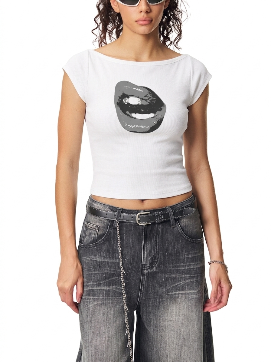 Edgy Wide Neck T-shirt