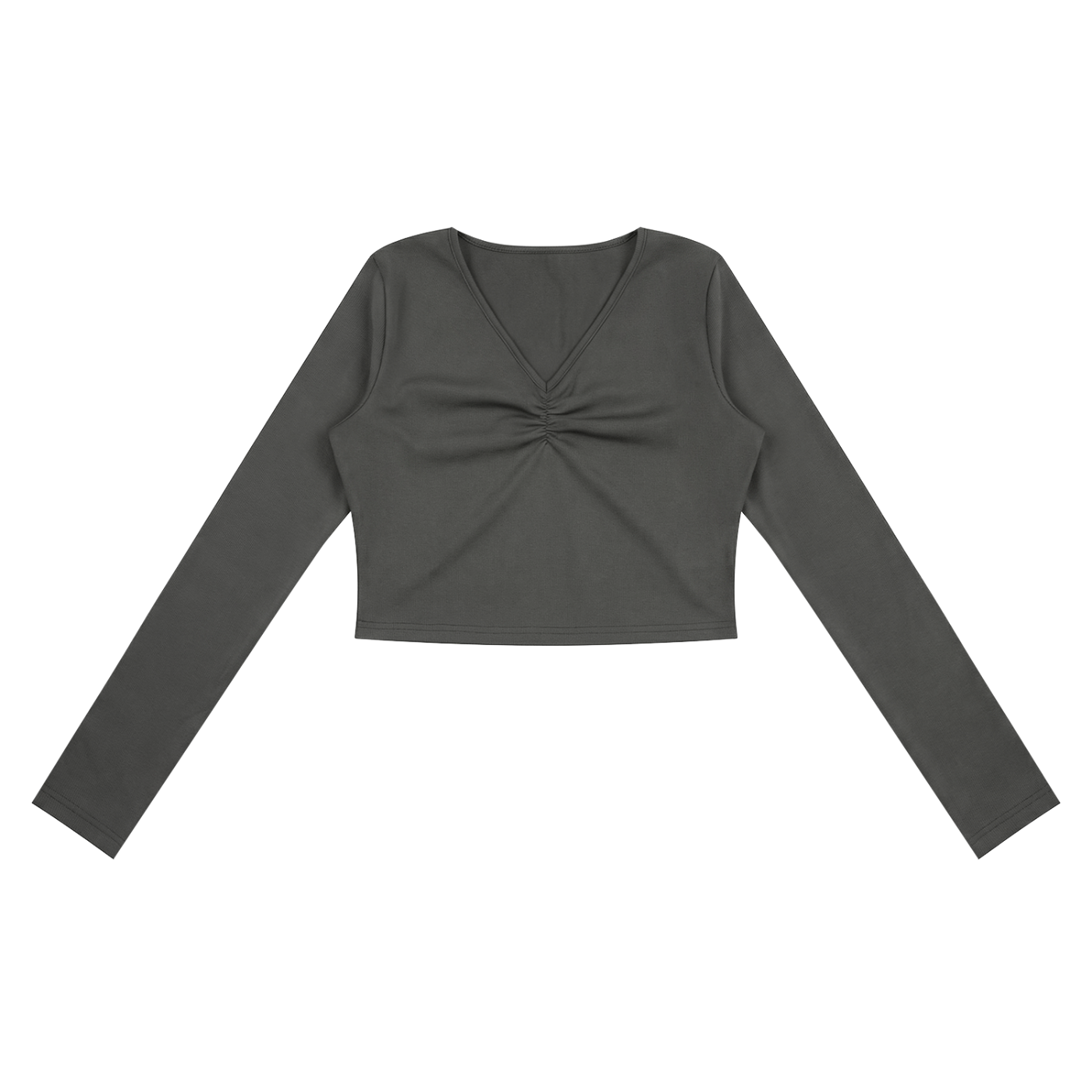 Ruched Long Sleeve Crop T-Shirt